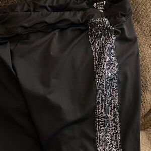 SHEIN Black Pants with Glittering Sequin Accent